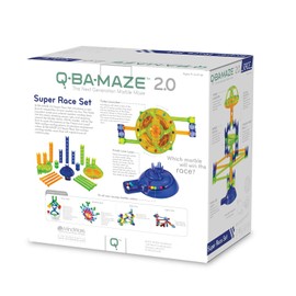 MindWare Q-Ba-Maze Rally Racing - Kit Includes Includes 44 Cubes, 1 Marble Vortex, 8 Straight-Away Rails, Turbo Launcher, Marbles and More - Ages 6 and Up