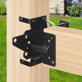 TIBEGOLD Self Locking Gate Latch for Outdoor Fence, Heavy Duty Post Mount Gravity Lever Fence Latch Hardware, Self-Closing Door Latch for Outdoor Garden, Metal Gates Vinyl Fence, Black Finish