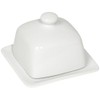 Now Designs Stoneware Square Butter Dish with Lid, White 4.5