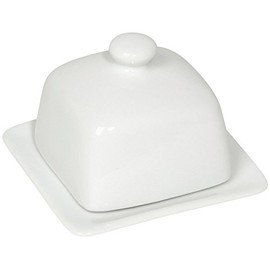 Now Designs Stoneware Square Butter Dish with Lid, White 4.5 x 4.5 in