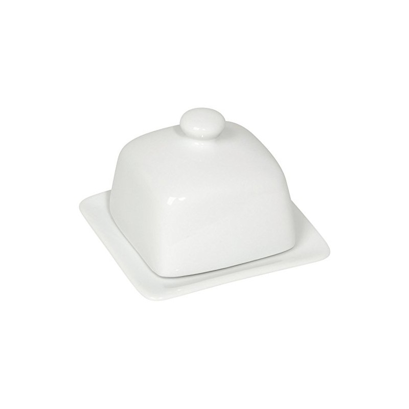 Now Designs Stoneware Square Butter Dish with Lid, White 4.5