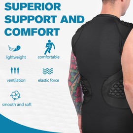 TIAXU TIAXU Men's Football Rib Protector Chest Shoulder Sleeveless Vest Padded Shirt for Aldult Football Rugby Softball T Ball Heart Sternum Guard