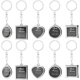 Framendino, 10 Pack Mini Photo Keychain Set Metal Frame Keychain Pictures Holder Detachable Key Chains DIY Photos Key Ring Pack Locket Photo Frame Key Rings for Wedding Birthday Gift