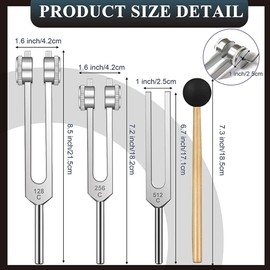 Kopinma Tuning Forks Set for Healing, Chakra, Sound Therapy - 128 Hz, 256 Hz, 512 Hz - Enhance Body, Mind, and Spirit