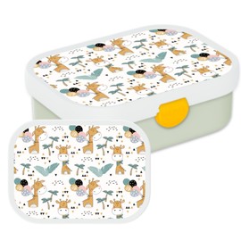 Mepal Lunch Box for Children - Bento Lunch Box - Watercolour Animal - Lunch Box with Bento Compartment & Fork - Meal Prep Box Clip Closure - BPA Free & Dishwasher Safe - 750 ml - Party Animal