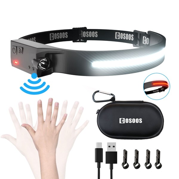 COSOOS - Linterna recargable LED con luz roja y funda