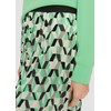 Pleated Midi Length Skirt with All-Over Print, light green, 42