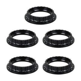 Light Socket Shade Rings for Medium Base E26 Sockets，Threaded Socket Ring，Retaining Rings for Glass Lamp Shades/Light Fixtures (5 Pack Black Color，Thread Diameter)