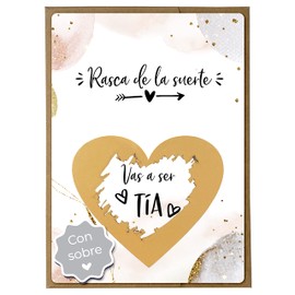 Jolicoon Pregnancy Announcement Greeting Card - 'Vas a ser tía' - Gold A6 Card with Scratch-Off Area - Made in Germany