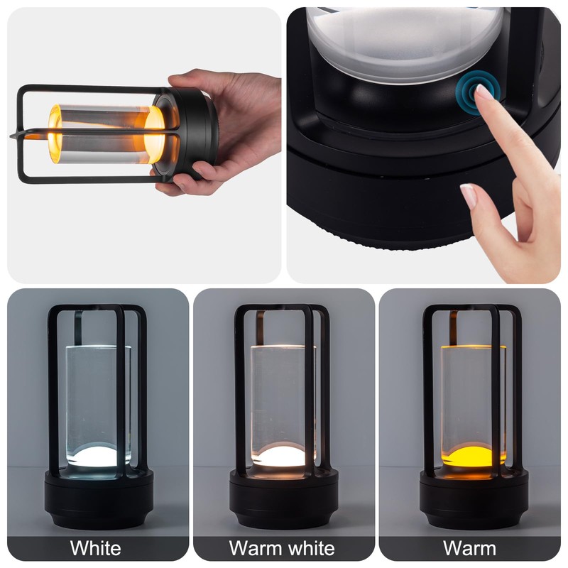 Cordless Portable LED Table Lamp， Rechargeable Battery Operated Desk Lamp