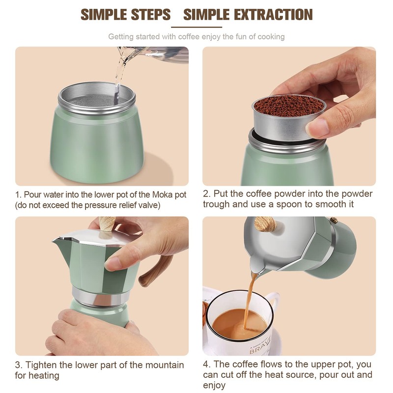OonlyoO - Máquina de café expreso italiana de aluminio, quemador