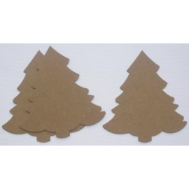 Unbranded (3)  FIR TREE - Bare Unfinished Christmas Chipboard Die Cuts - 4 1/4"  x  4 1/2"