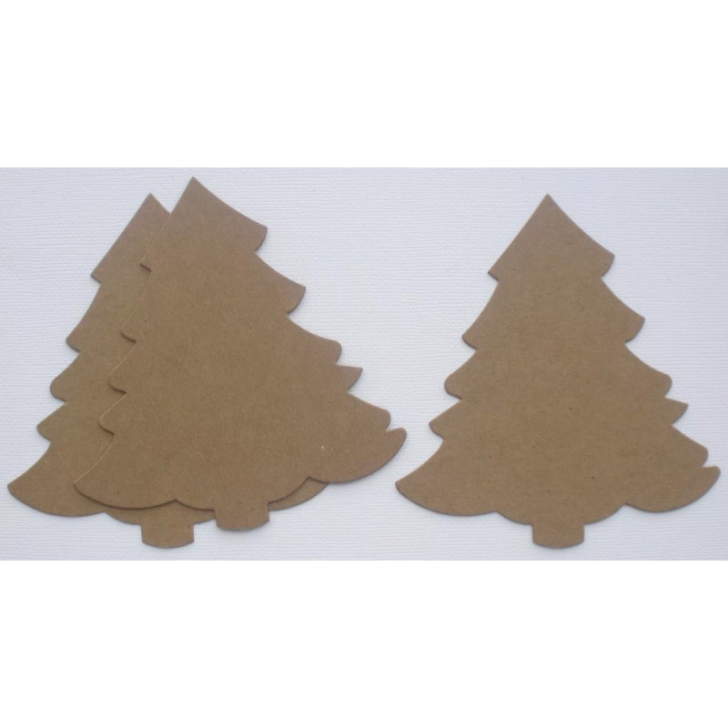 Unbranded (3) FIR TREE - Bare Unfinished Christmas Chipboard Die