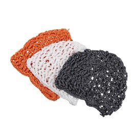 FOMIYES 3Pcs Crocheted Hair Nets for Sleeping Women Stretchable Hair Care Caps to Reduce Breakage and Friction Mixed Color Grey