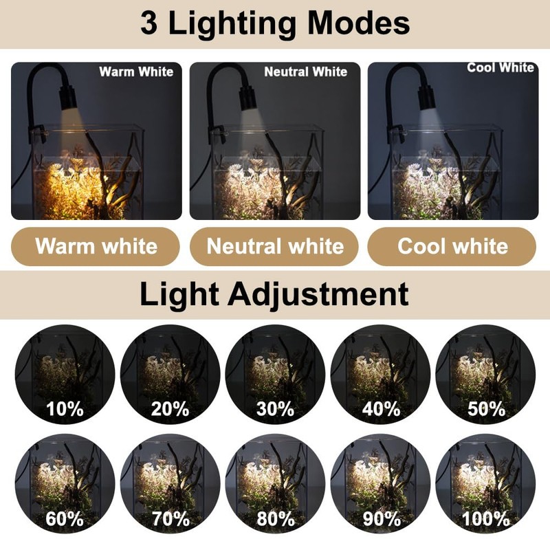 MiOYOOW Clip On Aquarium Light, Mini Dimmable LED Aquarium Light