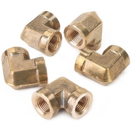 LTWFITTING Brass BSP Pipe Fitting Female 90 Deg 1/8-Inch BSPP Elbow Fuel Air(Pack of 5)