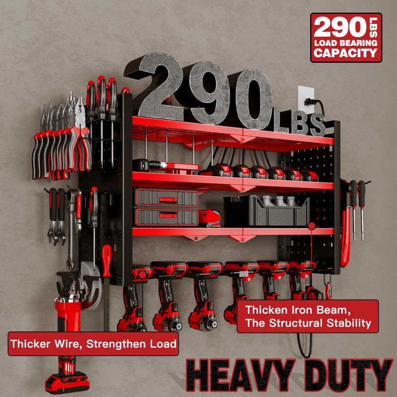 NattyDot Power Tool Organizer Wall Mount with Charging Station 4