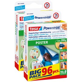 Tesa Powerstrips Poster Strips, Big Pack, 96 Pieces