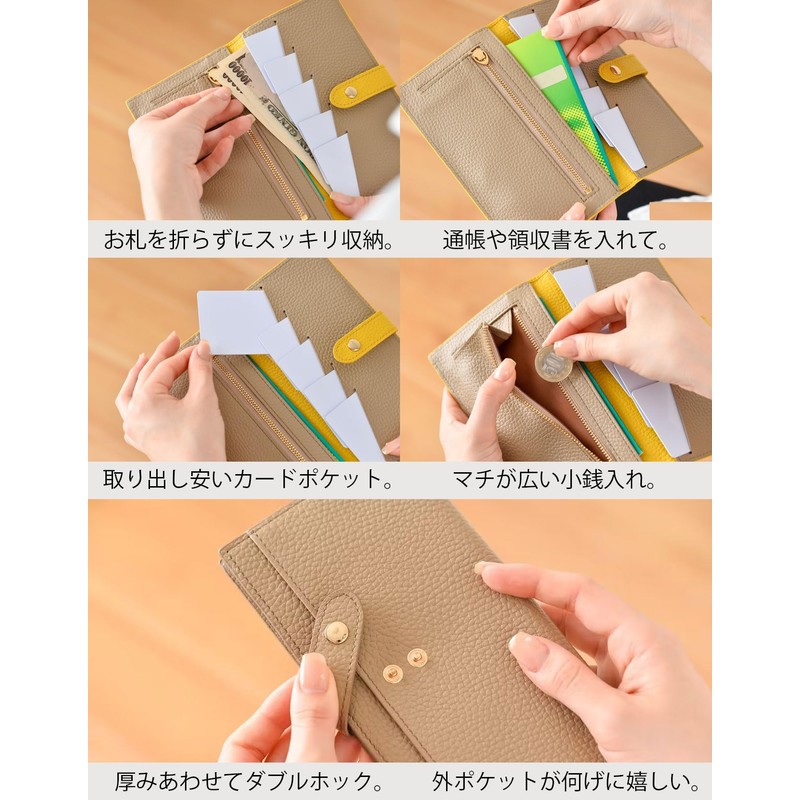 HAKATA NO MORI LEATHER Women's Thin Long Wallet, Genuine Leather,