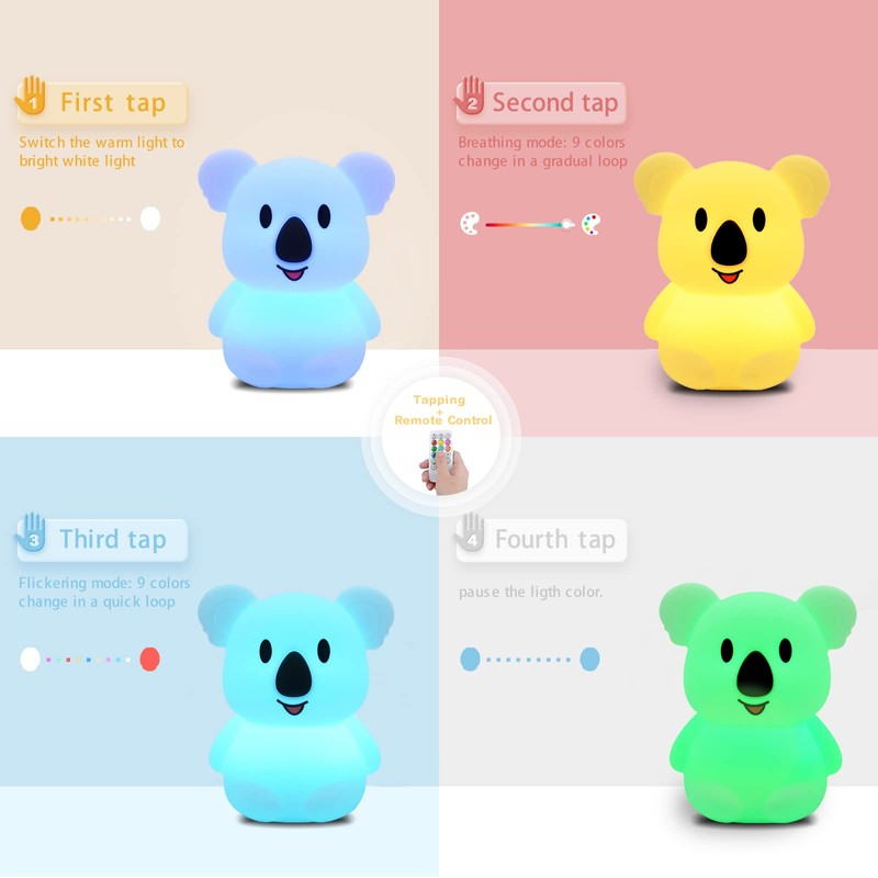 Koala Kids Night Light - LED Bedside Lamp with Brightness