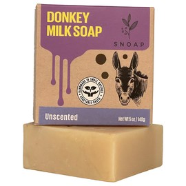 SNOAP Unscented Soap Bar with Donkey Milk – Gentle, Fragrance-Free, Natural and Organic Ingredients for Face & Body, 5 oz