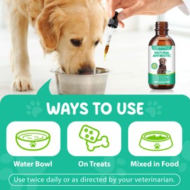 Natural Dog Antibiotics,60ml Dog Wellness Support Liquid-Herbal Formula with Apple Cider Vinegar PAU D'Arco,Goldenseal | Helps Support Immune System & Comfort(Bacon Flavor)
