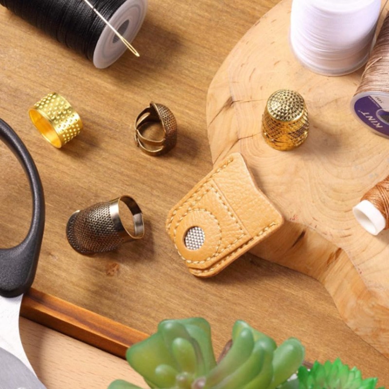 Ieron 10 PCS Hand-Working Sewing Thimble, Metal Finger Shield Ring,