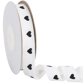 TONIFUL Cotton Ribbon 5/8 inch x10 Yard, Black Heart Natural Cotton Ribbon for DIY Craft, Gift Wrapping, Floral Decor, Valentines Wedding and Party Decoration