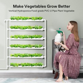 VIVOSUN Hydroponic Grow Kit, 54 Plant Sites 6 Food-Grade PVC-U Pipes Hydroponics Planting System with Water Pump, Pump Timer, Nest Basket and Sponge for Leafy Vegetable