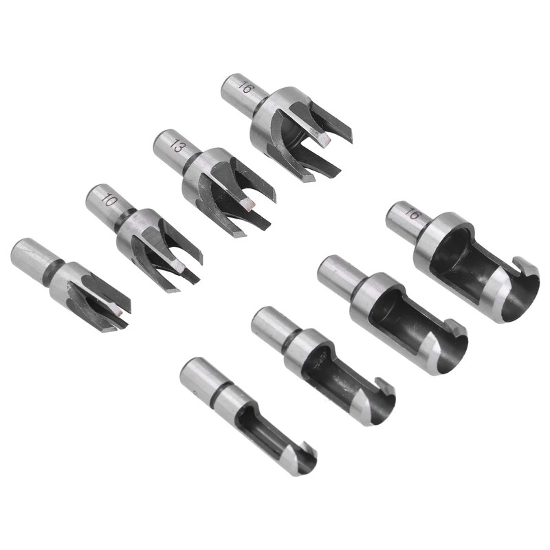 8Pcs Wood Plug Drill Bit Cutter Carbon Steel Industrial Barrel