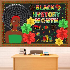 Black History Month Bulletin Board Classroom Decoration Black History Paper Cutouts 3D African American Inspirational Paper Fans for Happy Juneteeth Classroom School Chalkboard Wall Decor Supplies
