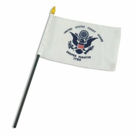 Coast Guard Flag 4"x6" Desk Flag USCG Table Stick flag (sewn edges)