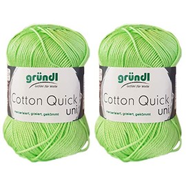 2 x 50 g Gründl Cotton Quick 100% Cotton, Crochet Yarn Mercerised, Gassed, Combed with Instructions for a Guinea Pig (103 Pastel Green)