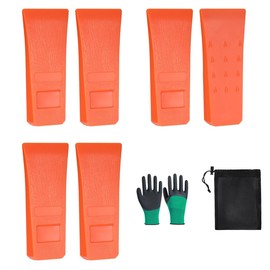 6 Piece Chainsaw Felling Wedge, 6 Inch Felling Wedge, Plastic, Chainsaw Felling Wedge Set, with a Pair of Gloves and a Mesh Bag, for Controlled Felling of Trees Tree Cutting