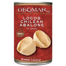 GEOMAR Locos (Chilean Abalone) in Brine - Hand Caught by Divers - Nutritious Seafood Delicacy - High in Protein and Ready-to-Eat - 3 Pieces per Can (15 oz)