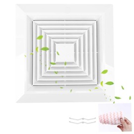 Vent Cover (1 Piece12"x12"Inch）Bathroom Exhaust Fan Cover with Spring, Square Ceiling or Wall Mounted Exhaust Fan,Ceiling Fan, Grille, Air Diffuser, Diverter Ventilation Hood, Replacement Accessories