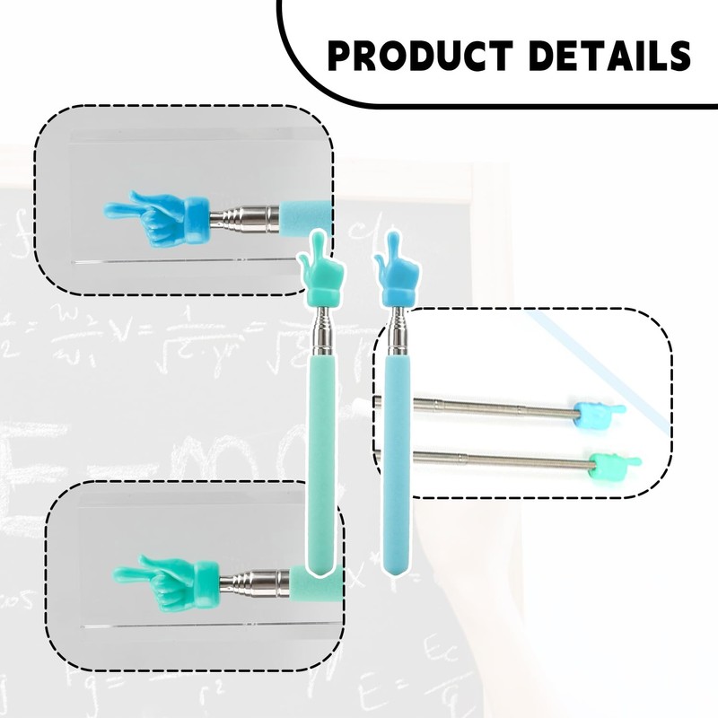 Bojueshaw 2pcs Extendable Teacher Pointer Sticks,Retractable Classroom Pointer,Small Finger Pointer