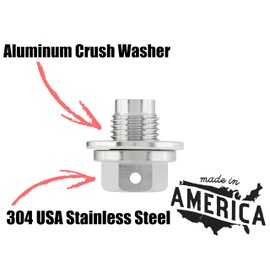 Votex - Oil Drain Plug fits Nissan Kicks Play (2025-2026) - 1.6 Liter - 4 Cylinder - Made in USA - Stainless Steel - Part Number 11128-01M0B