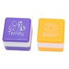 24PCS Teacher Stamps Reusable English Homework Encouraging Grading Stamp for