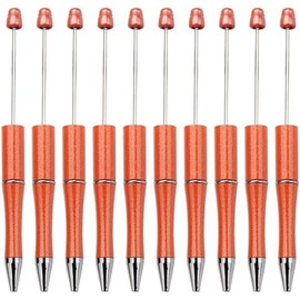 30Pcs Beadable Pens, Plastic Bead Pen Black Ink Ballpoint Pens Diy Pens Cute Cool Rollerball Pen For Students Teacher Bridal Graduation Gift Office School Supplies (orange)