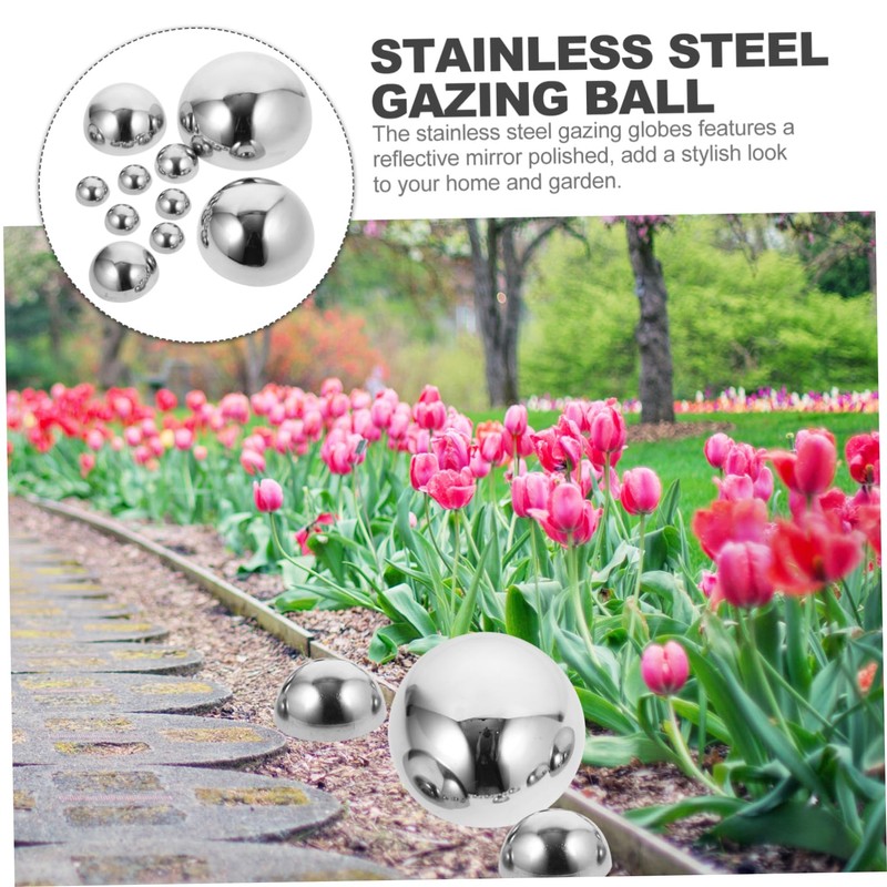 BESPORTBLE Metal Decorative Balls 10pcs Stainless Steel Gazing Half Balls