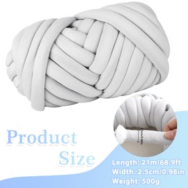 Arm Knitting Wool 500 g, 21 m x 2.5 cm Thick Wool Yarn, Polyester XXL Chunky Yarn, Bulky Textile Yarn for Crochet for Baskets, Blankets, Bags and Cushions (Light Grey)