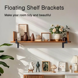 OVOV 2 Pack Heavy Duty Shelf Brackets Wall Mounted Brackets for Shelves Industrial Metal Shelf Supports Black 8 Inch