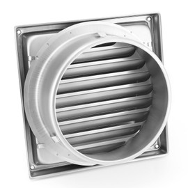 QWORK 304 Stainless Steel Square Dryer Vent Cover, Fits 6" Neck Dryer Duct, for Exterior Wall Outlets