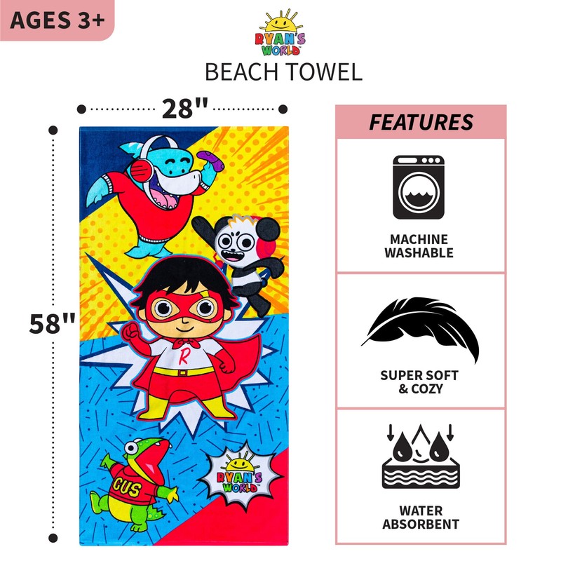 Franco Kids Super Soft Cotton Beach Towel, 28" x 58",