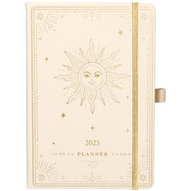 2025 Planner - 2025 Weekly Monthly Planner, January 2025 - December 2025, 5.75" x 8.25", Faux Leather Planner 2025 with Back Pocket & 40 Notes Pages - Seashell Gold