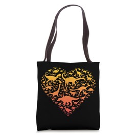 Colorful Cute Hearts Shape Silhouette Lover - Dinosaur Tote Bag