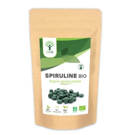 Organic Spirulina - BCAA Iron Vitamin A 65% Protein 17% Phycocyanin - Pure and No Additives - Dietary Supplement - 500 mg/Tablet - Packed in the EU - Organic Certification - 150 Tablets