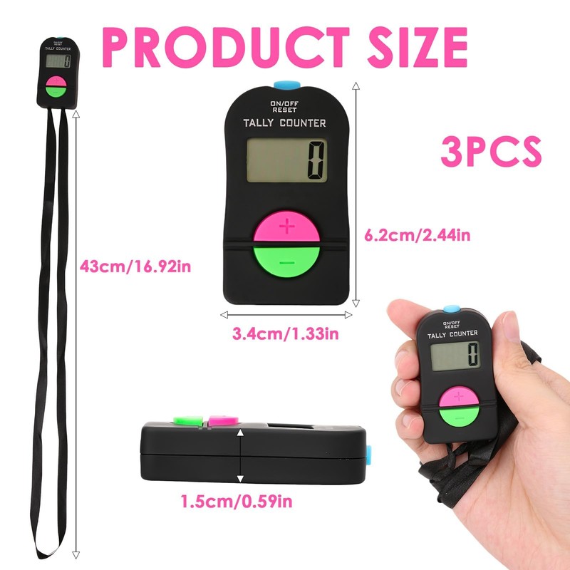 GCNWW 3 Pcs Digital Handheld Clicker Counter, Practical Electronic Clicker
