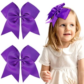2PCS 8" Jumbo Cheer Bow Clip with Tails, Oaoleer Large Cheerleading Hair Bows for Girls Teen Softball Cheerleader Outfit Uniform (Dark Purple)